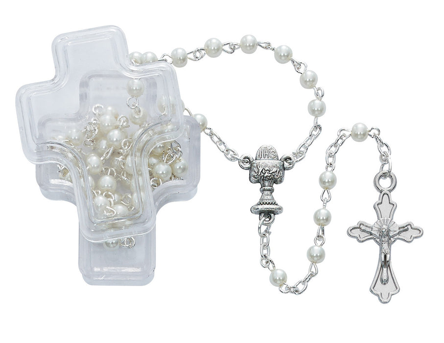 First Communion White Pearl Rosary