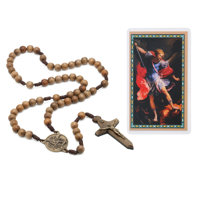 10 mm Wood Saint Michael Rosary