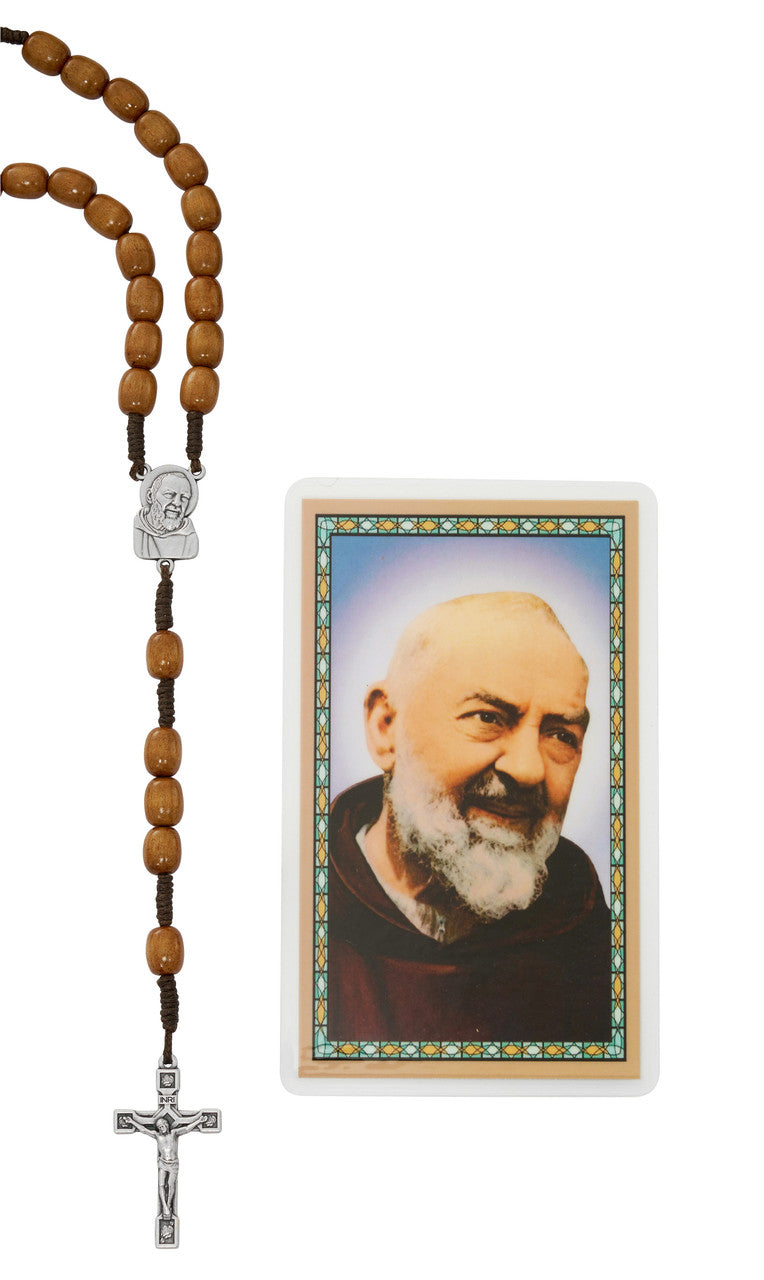 10 mm Wood Padre Pio Rosary