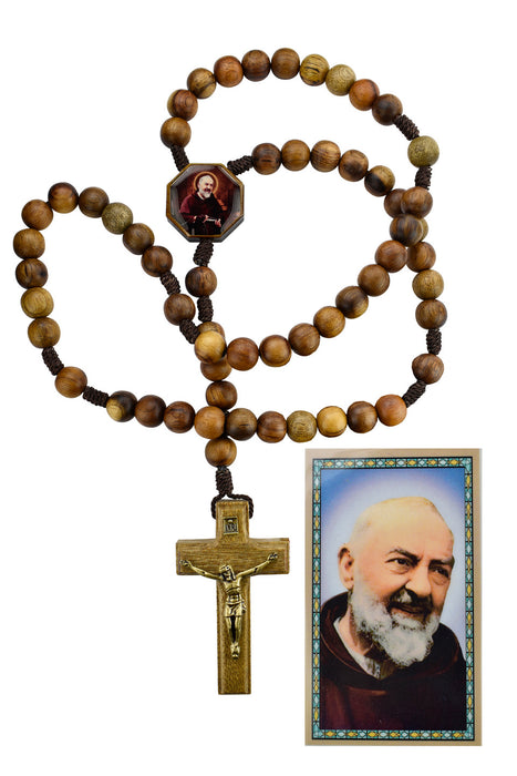 10 mm Wood Padre Pio Rosary