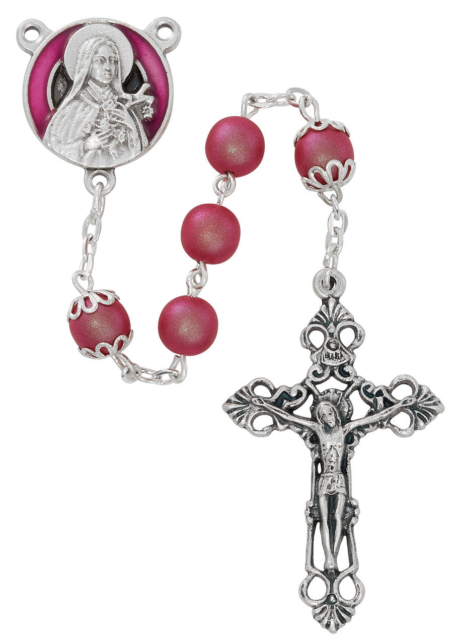 St. Therese Little Flower Frosted Rosary