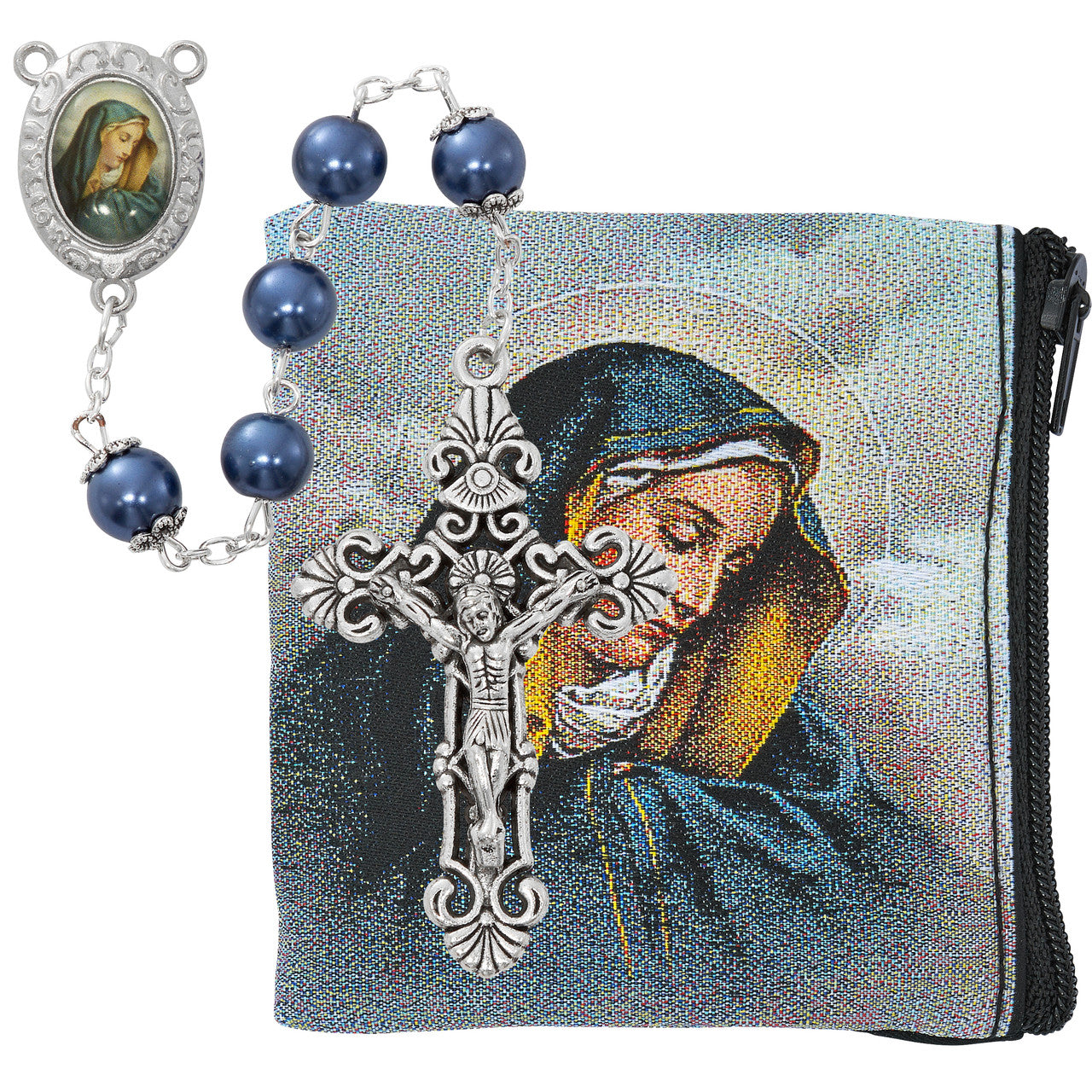 O.L. Sorrow Cross Rosary & Pouch