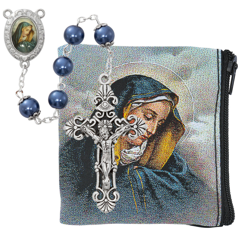 O.L. Sorrow Cross Rosary & Pouch
