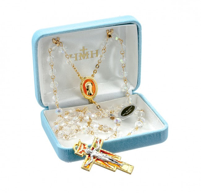 Gold Plated  Rosary with AB Crystals