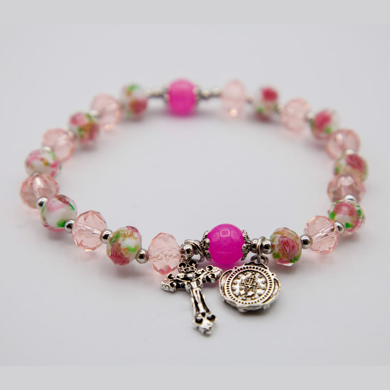 Pink Flower Stretch Bracelet