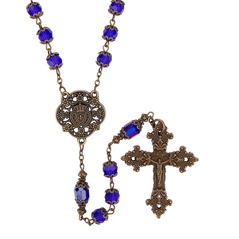 Creed Vintage Twin Hearts Rosary - Sapphire