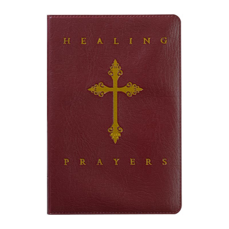 Healing Prayers Book - Burgundy leatherette cover with gold cross