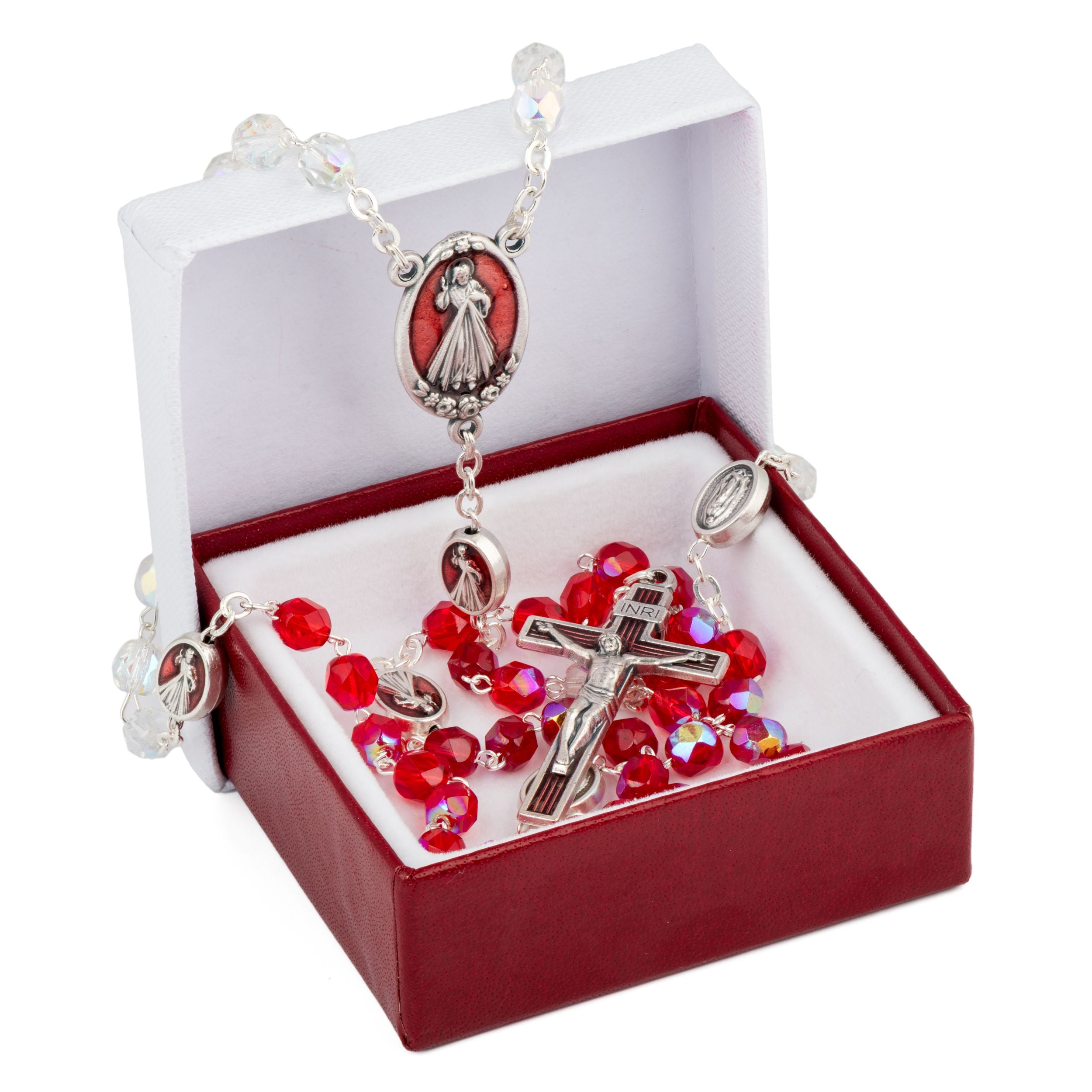 Divine Mercy Glass Bead Rosary