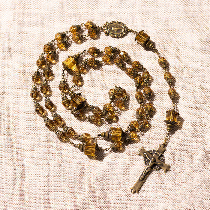 Topaz Brass Antique Rosary with 8 mm Beads
