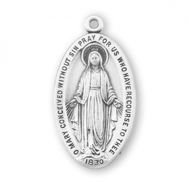 Sterling Silver Oval Miraculous Medal