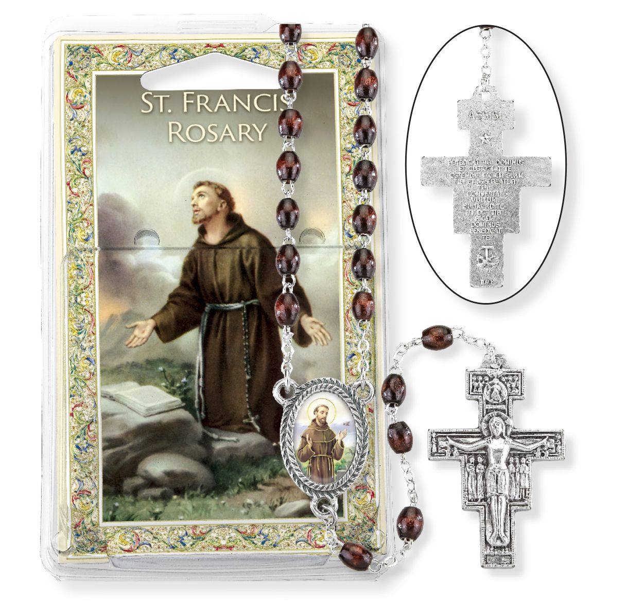 Brown Wood Saint Francis 7 Decade Specialty Rosary