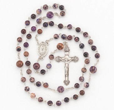 Round Jasper Purple Rosary
