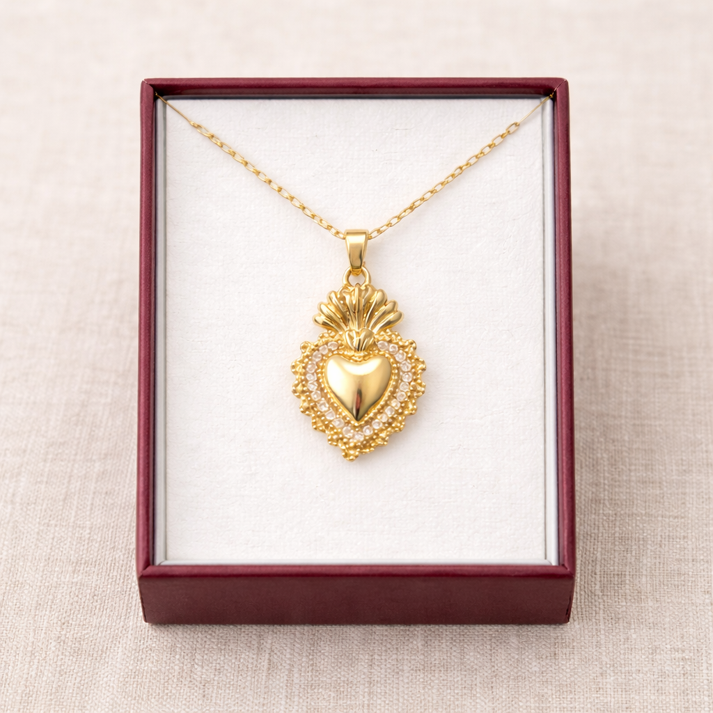 Gold Plated Sacred Heart Necklace
