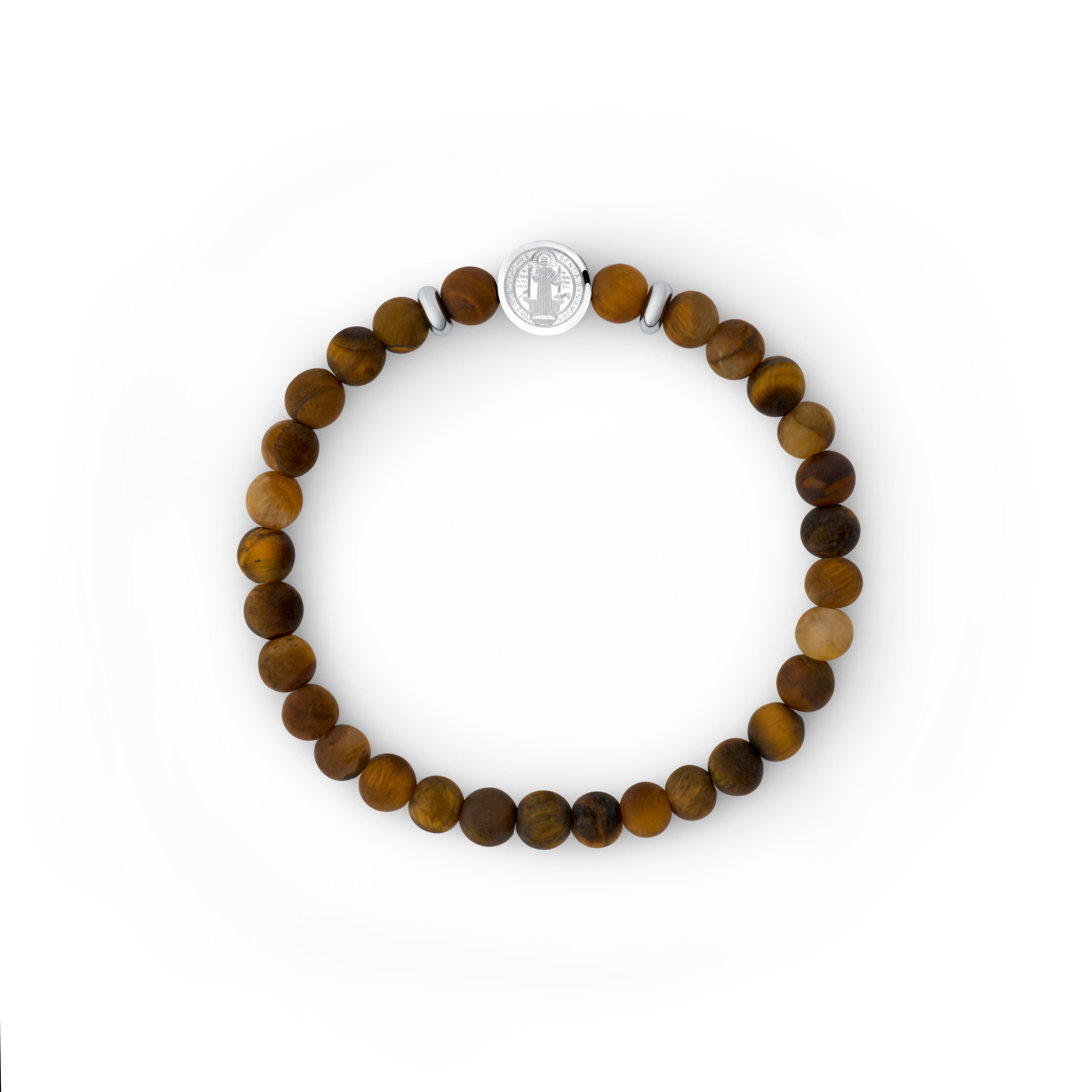 Saint Benedict Tiger Eye Blessing Bracelet