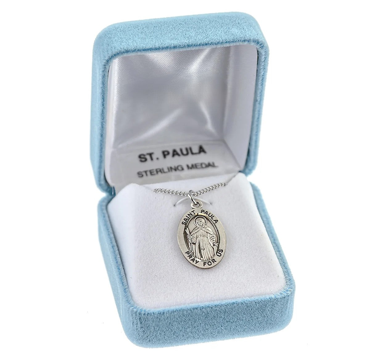 Sterling Silver Oval St. Paula Medal Necklace