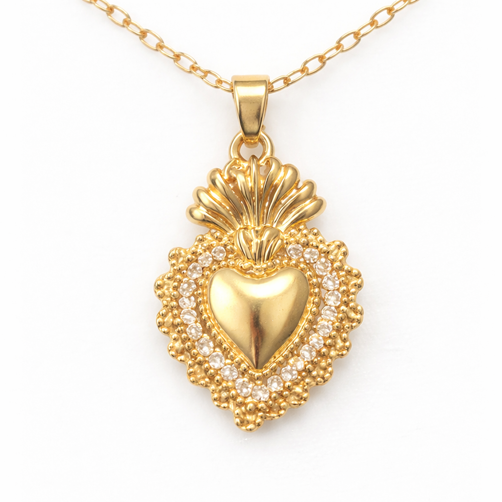 Gold Plated Sacred Heart Necklace