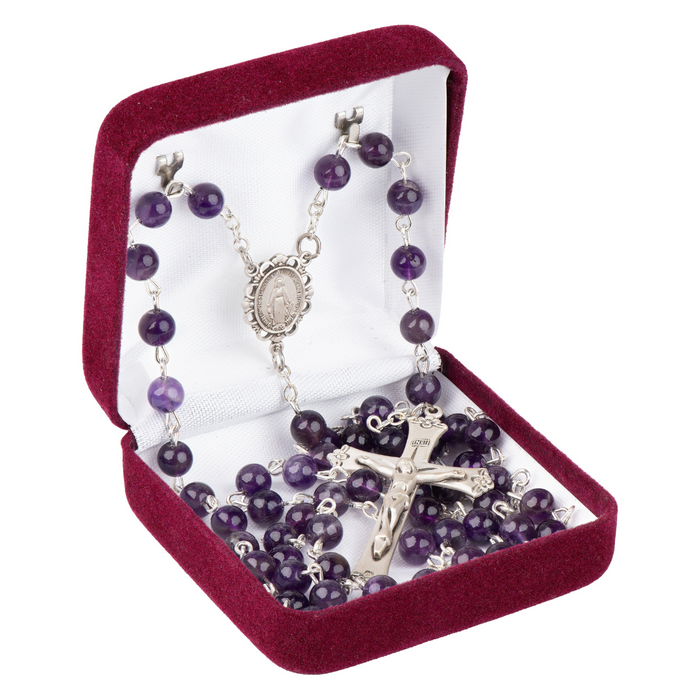 Sterling Silver Genuine Amethyst Rosary