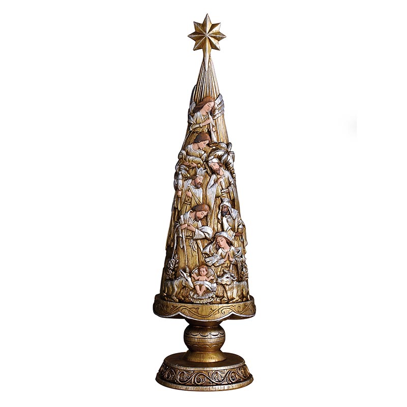 21" Metallic Nativity Christmas Tree