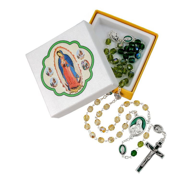 Our Lady’s Tri‑Color Crystal Rosary - Made in Italy