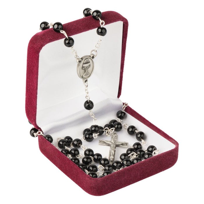 First Communion Black Chalice Rosary