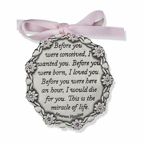 Miracle of Life Baby Girl Crib Medal Gift Set