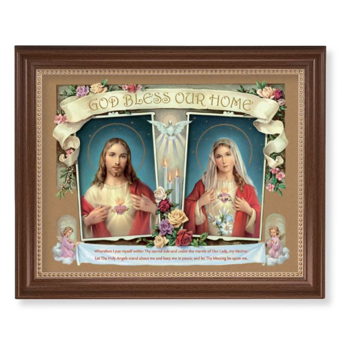 Sacred & Immaculate Hearts House Blessing | 11x14 Art in Walnut Frame