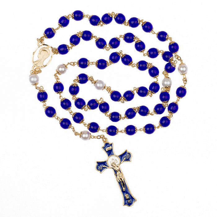 Blue Rosary with Holy Mass Crucifix Rosary McVan 