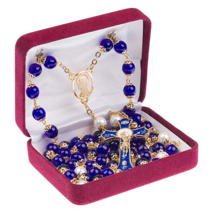 Blue Rosary with Holy Mass Crucifix Rosary McVan 
