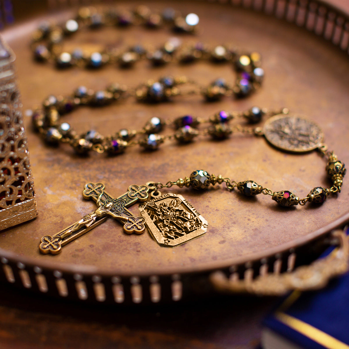 Saint Michael Vintage Rosary — The Roman Catholic Store