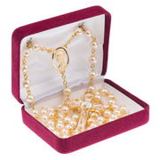 Gold and Pearl Rosary with Holy Mass Crucifix Rosary  | The Roman Catholic Store