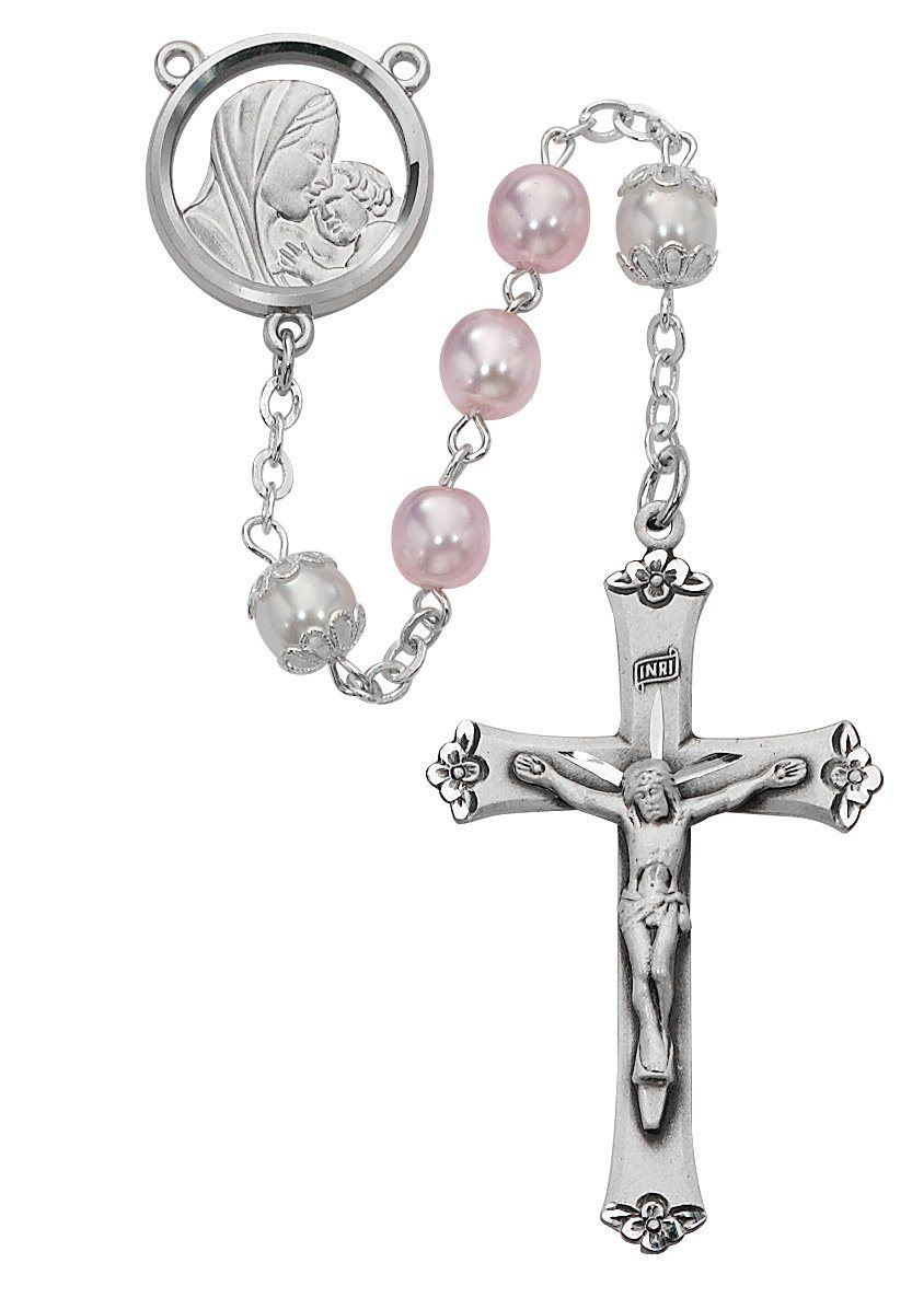 Pink and White Mother & Child Rosary Rosary McVan 