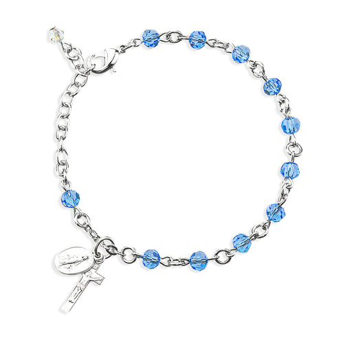 Sapphire Round Faceted Crystal Rosary Bracelet Bracelet HMH 