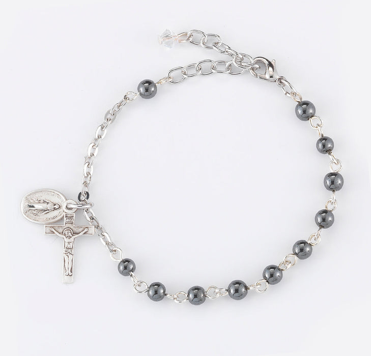Genuine Hematite Round Rosary Bracelet Bracelet HMH 