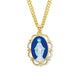Dark Blue Gold Over Sterling Silver Cameo Miraculous Medal HMH 