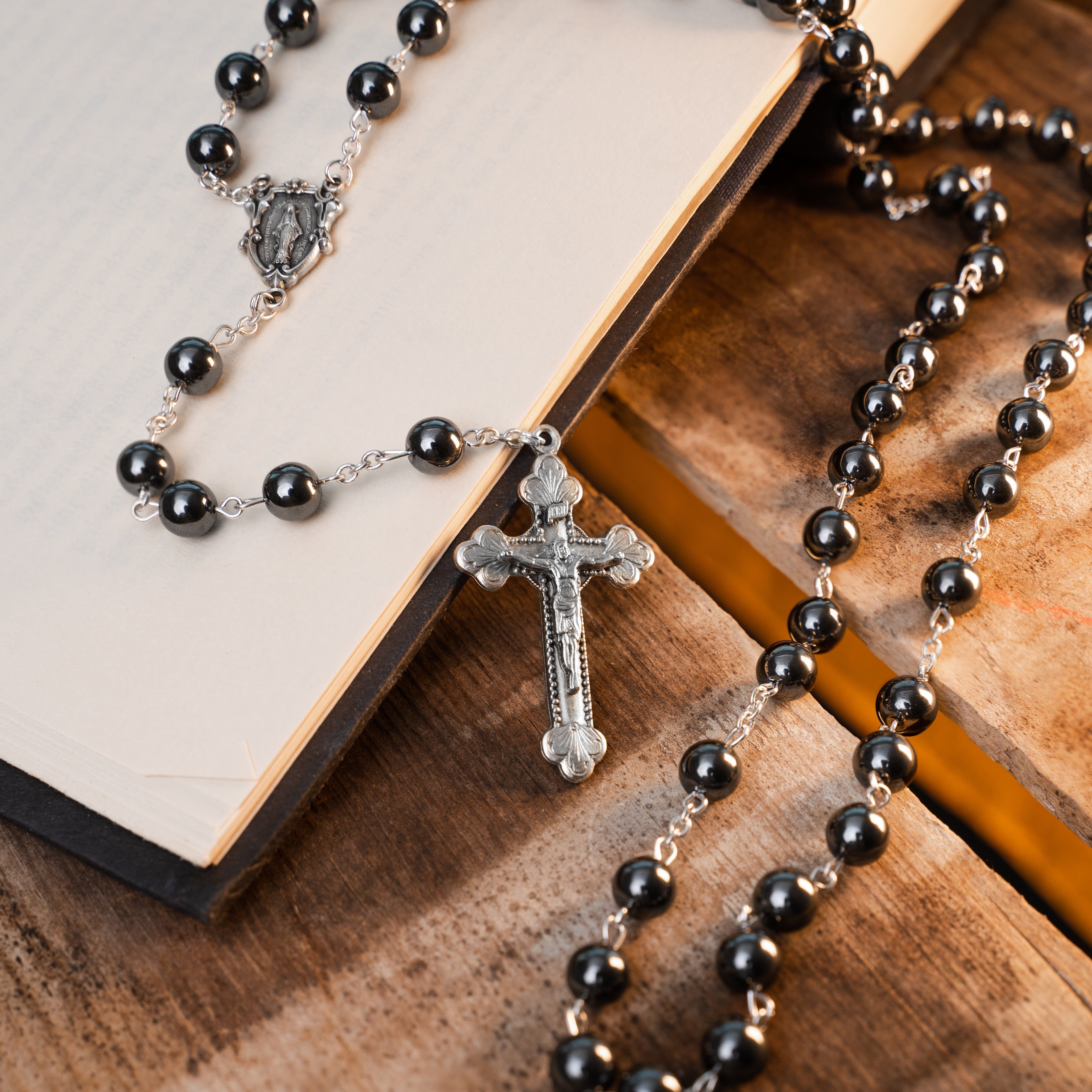 Italian Handcrafted Grey Hematite Rosary Rosary Christian Brands Catholic 