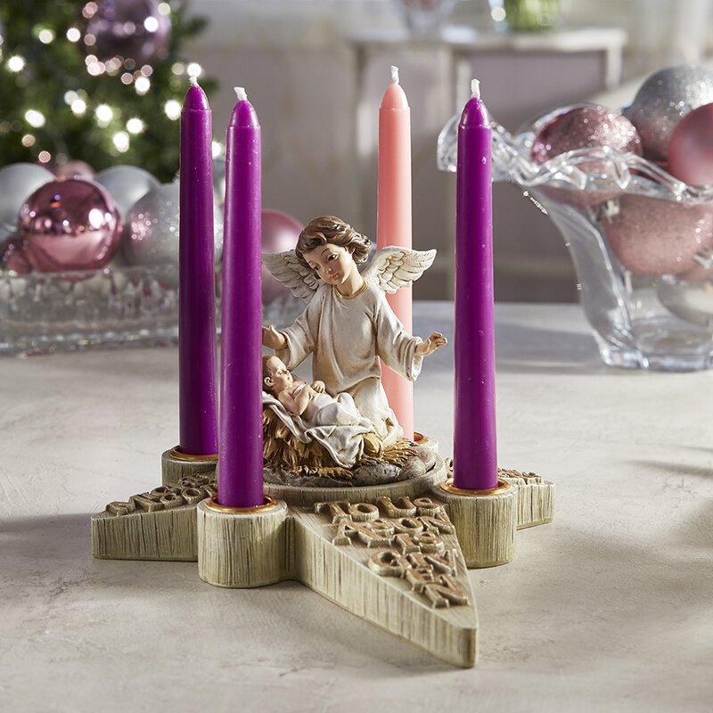 Two Piece Nativity Angel Advent Candle Holder The Roman Catholic Store 