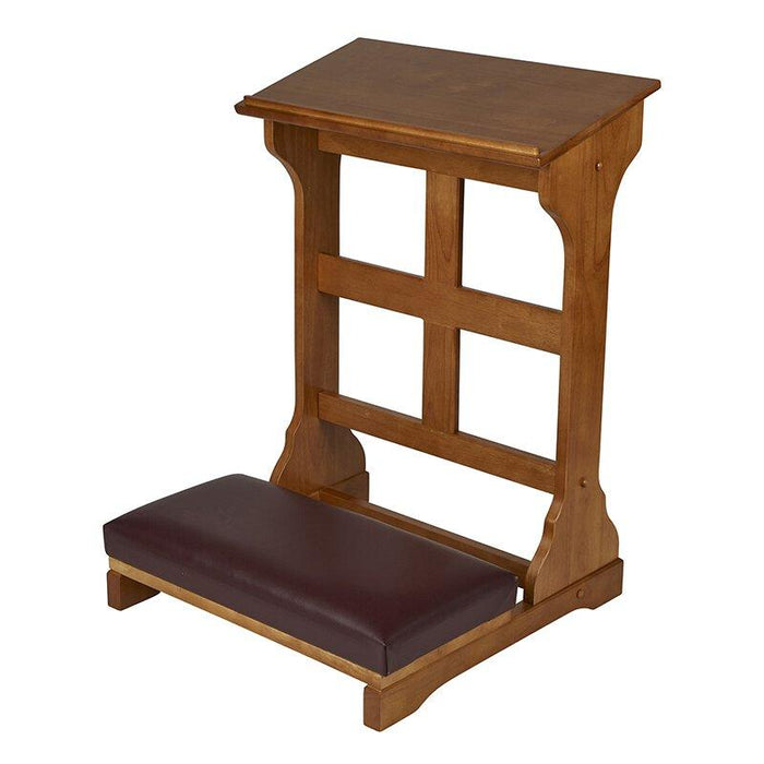 Cross Padded Kneeler - Medium Oak Kneeler The Roman Catholic Store 