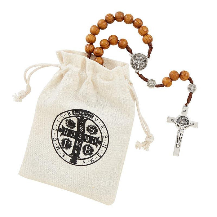 Wood St. Benedict Paracord Rosary Christian Brands Catholic 