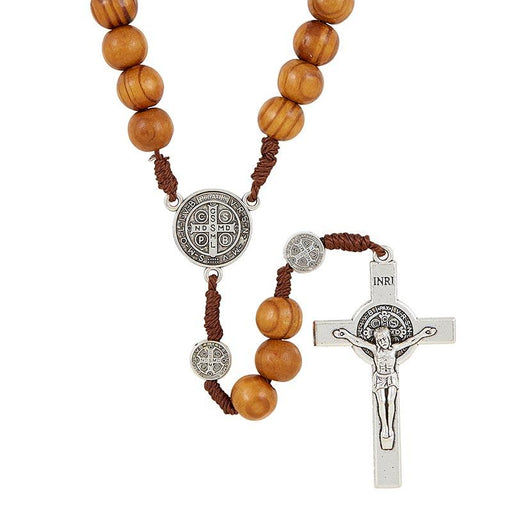 Wood St. Benedict Paracord Rosary Christian Brands Catholic Brown 