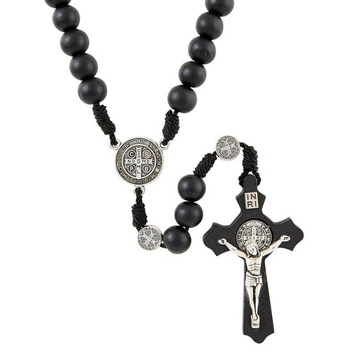 Wood St. Benedict Paracord Rosary Christian Brands Catholic Black 