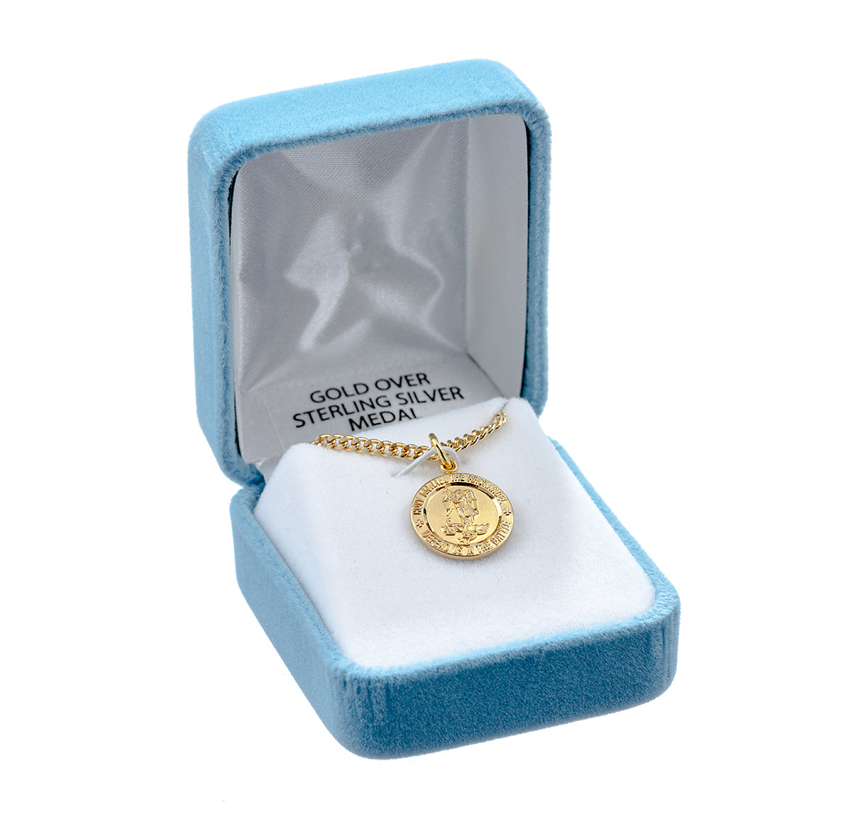Saint Michael Round Gold over Sterling Silver Medal Medal HMH 