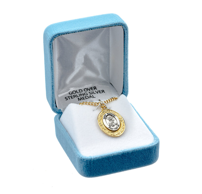 Saint Michael Oval Sterling Silver Medal Medal HMH 