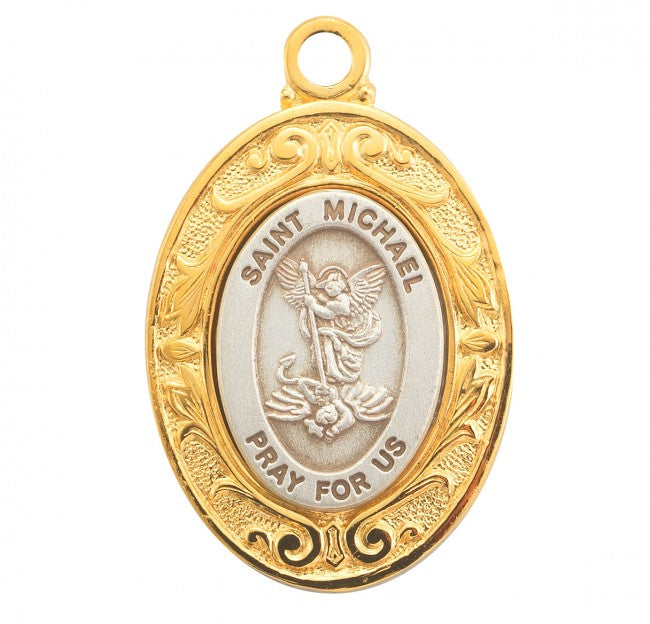 Saint Michael Oval Sterling Silver Medal Medal HMH 