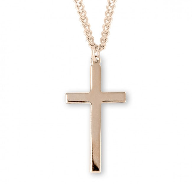 Gold Over Sterling Silver High Polished Cross Necklace Cross Necklace HMH 