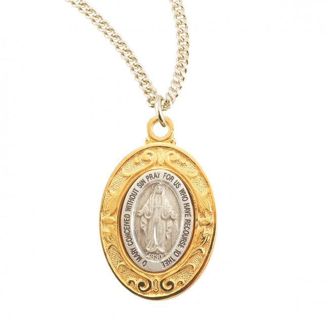 Gold Oval Miraculous Medal Necklaces HMH 