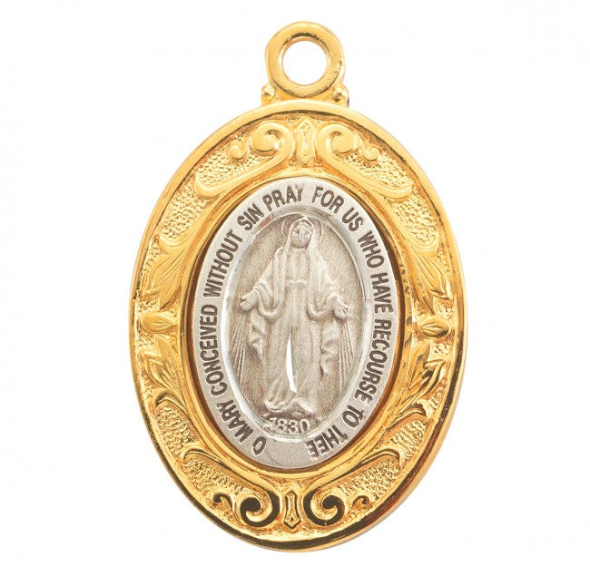 Gold Oval Miraculous Medal Necklaces HMH 