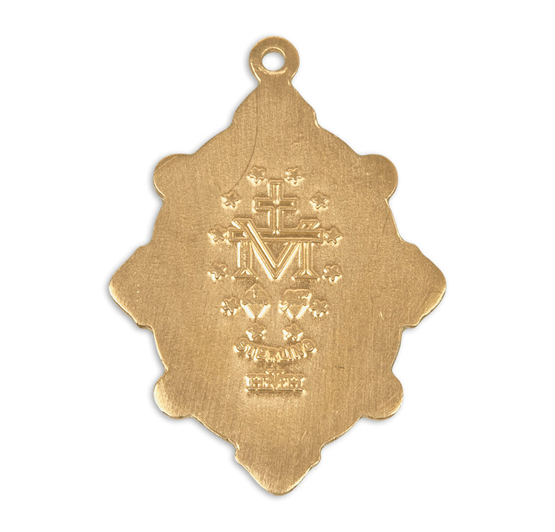 Gold Over Sterling Silver Miraculous Medal Set with Clear Crystals HMH 