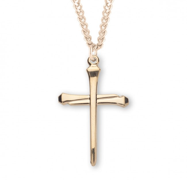 Gold Over Sterling Silver Nail Cross Necklace Cross Necklace HMH 