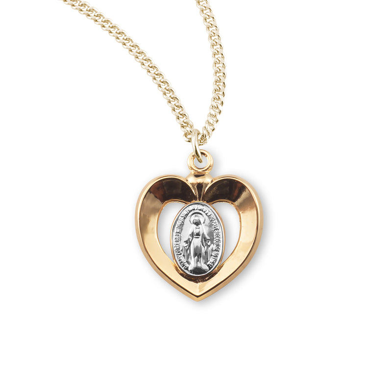 Gold Over Sterling Silver Two-Tone Miraculous Medal HMH 