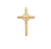 Gold Over Sterling Silver High Polished Holy Spirit Cross with a Pierced Halo HMH 